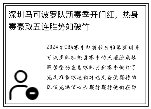 深圳马可波罗队新赛季开门红，热身赛豪取五连胜势如破竹